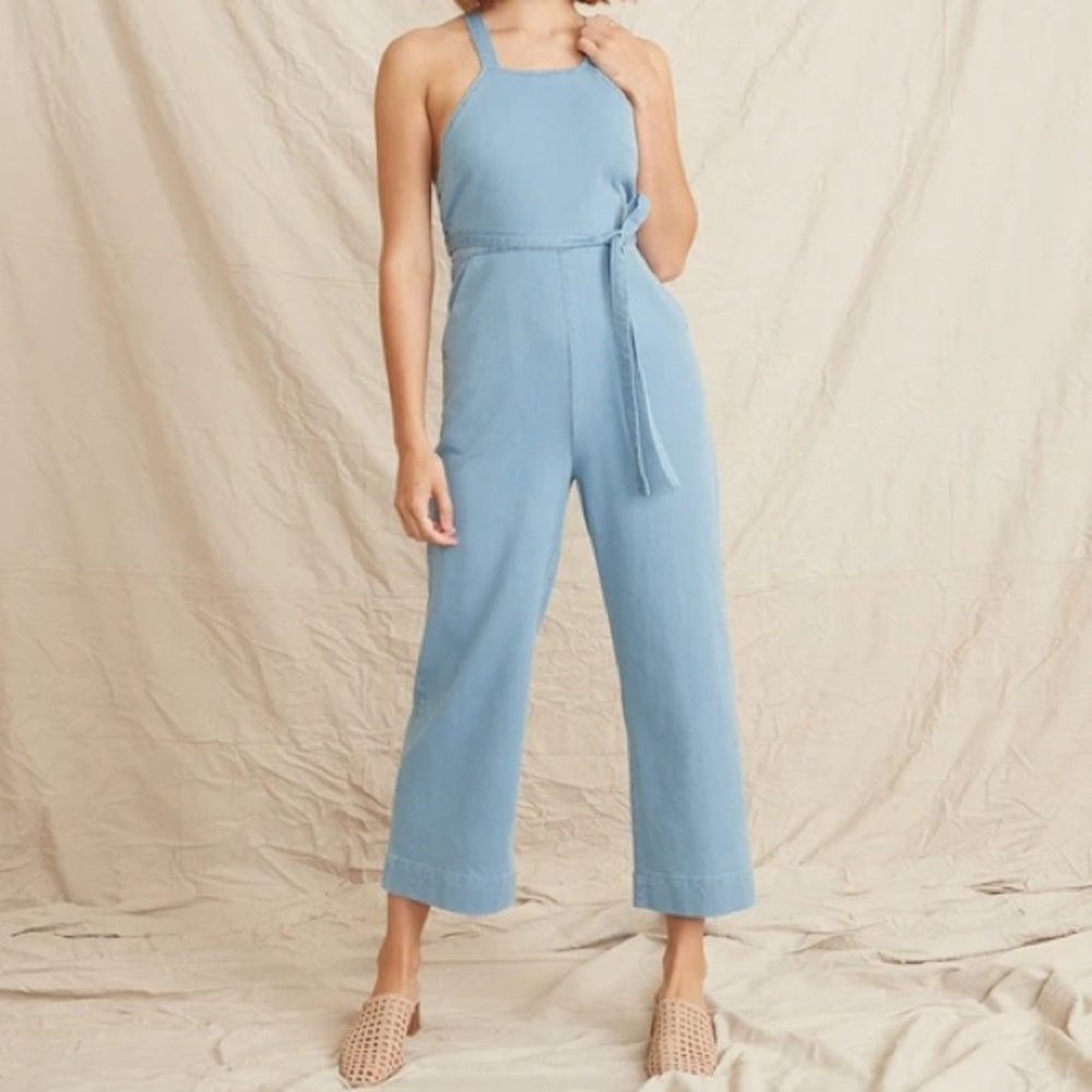 Marine Layer Tess Jumpsuit in Light Indigo Blue